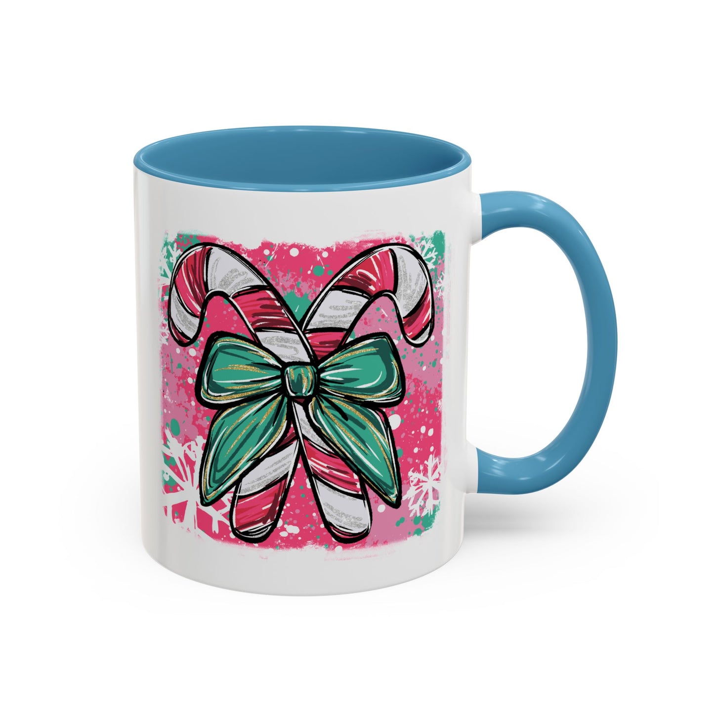Candy Cane Bow Coffee Mug — Festive Holiday Accent Mug (11/15oz)