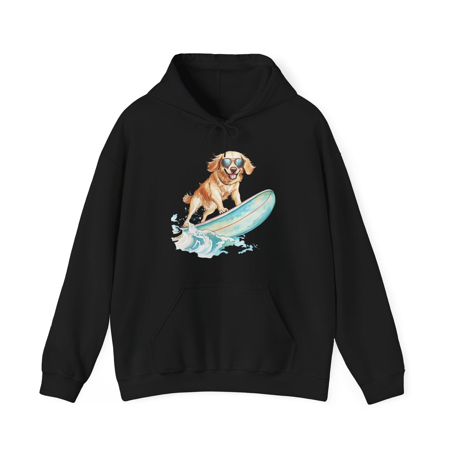 Surfing Golden Retriever Hoodie – Cute Dog Surfboard Pullover