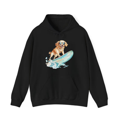 Surfing Golden Retriever Hoodie – Cute Dog Surfboard Pullover