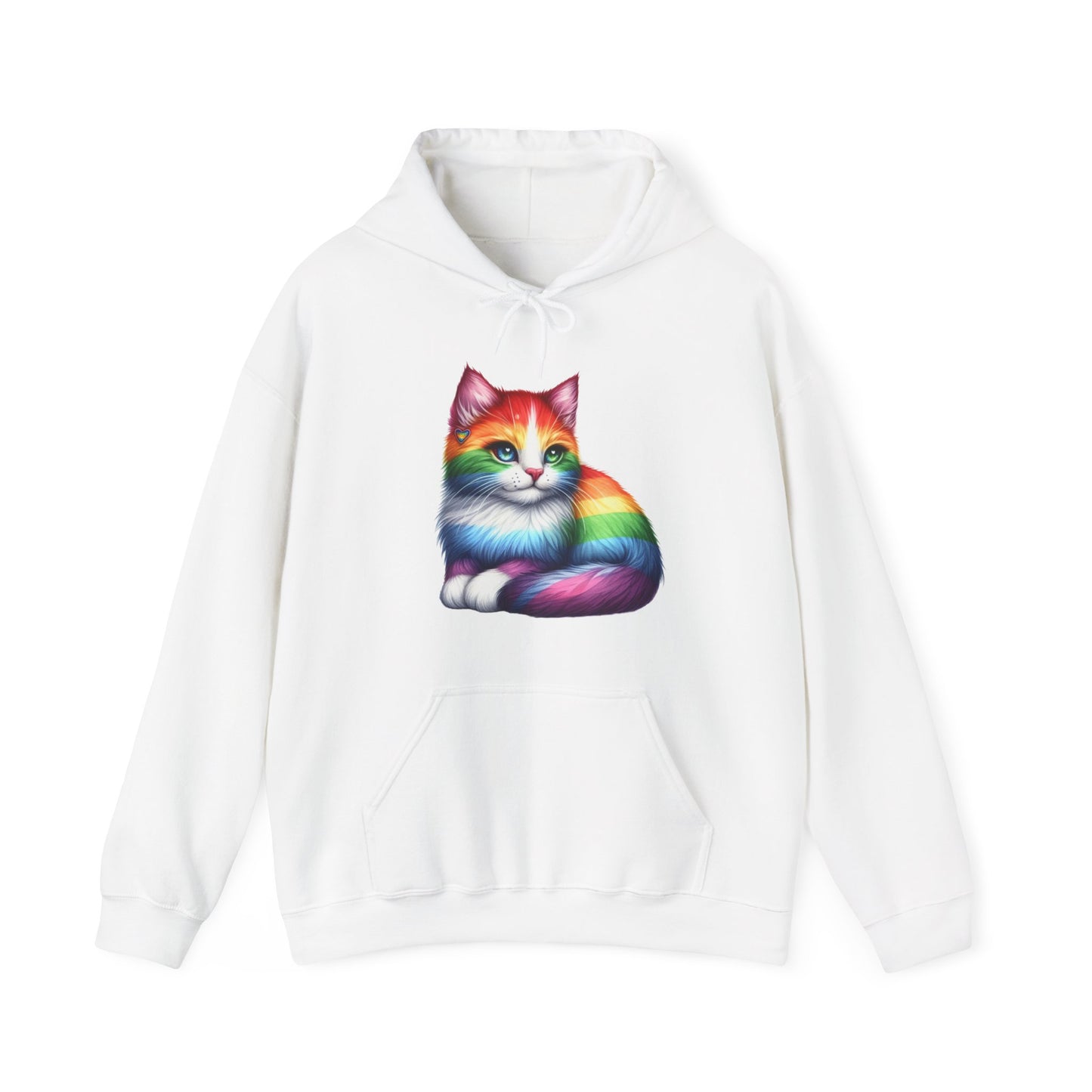 Rainbow Cat Hoodie — Colorful Pride Kitten Pullover