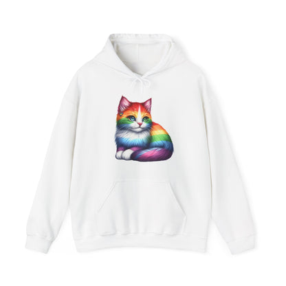 Rainbow Cat Hoodie — Colorful Pride Kitten Pullover