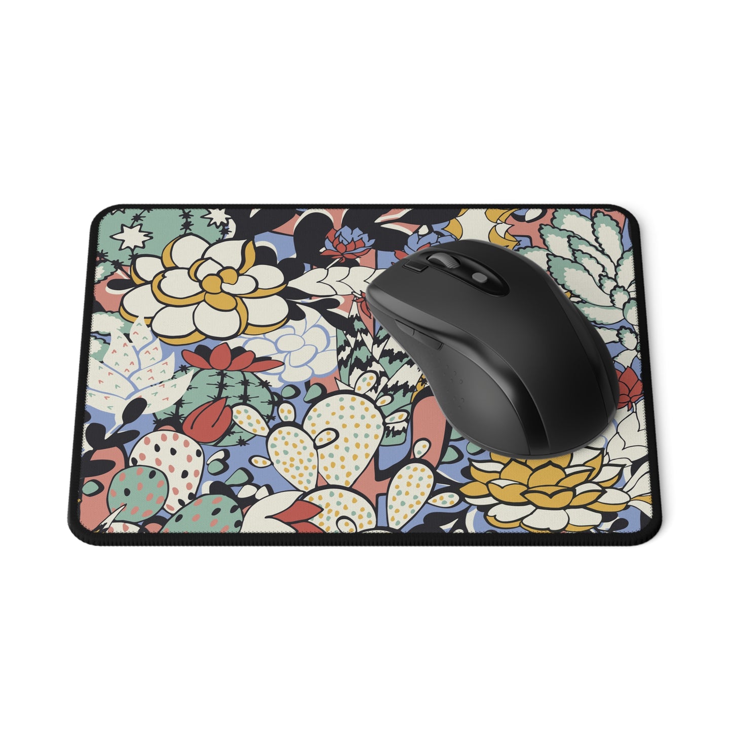 Floral Cactus Gaming Mouse Pad — Non-Slip Colorful Desert Pattern
