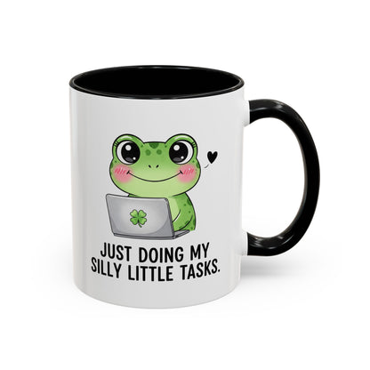 Cute Frog Coffee Mug — "Just Doing My Silly Little Tasks" Accent Mug