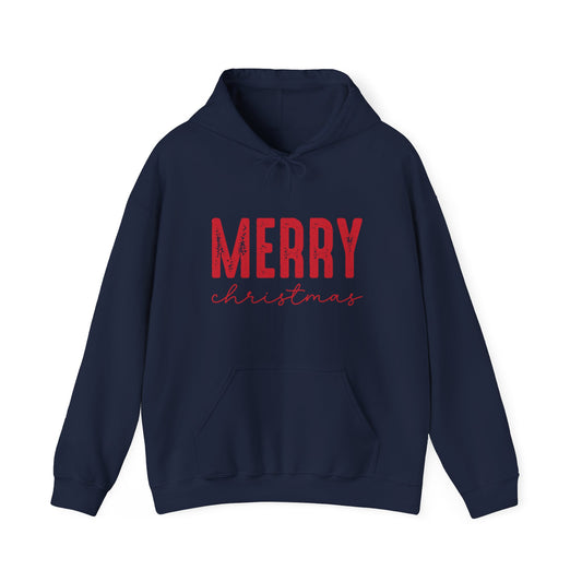 Merry Christmas Hoodie - Festive Red Script Holiday Sweatshirt
