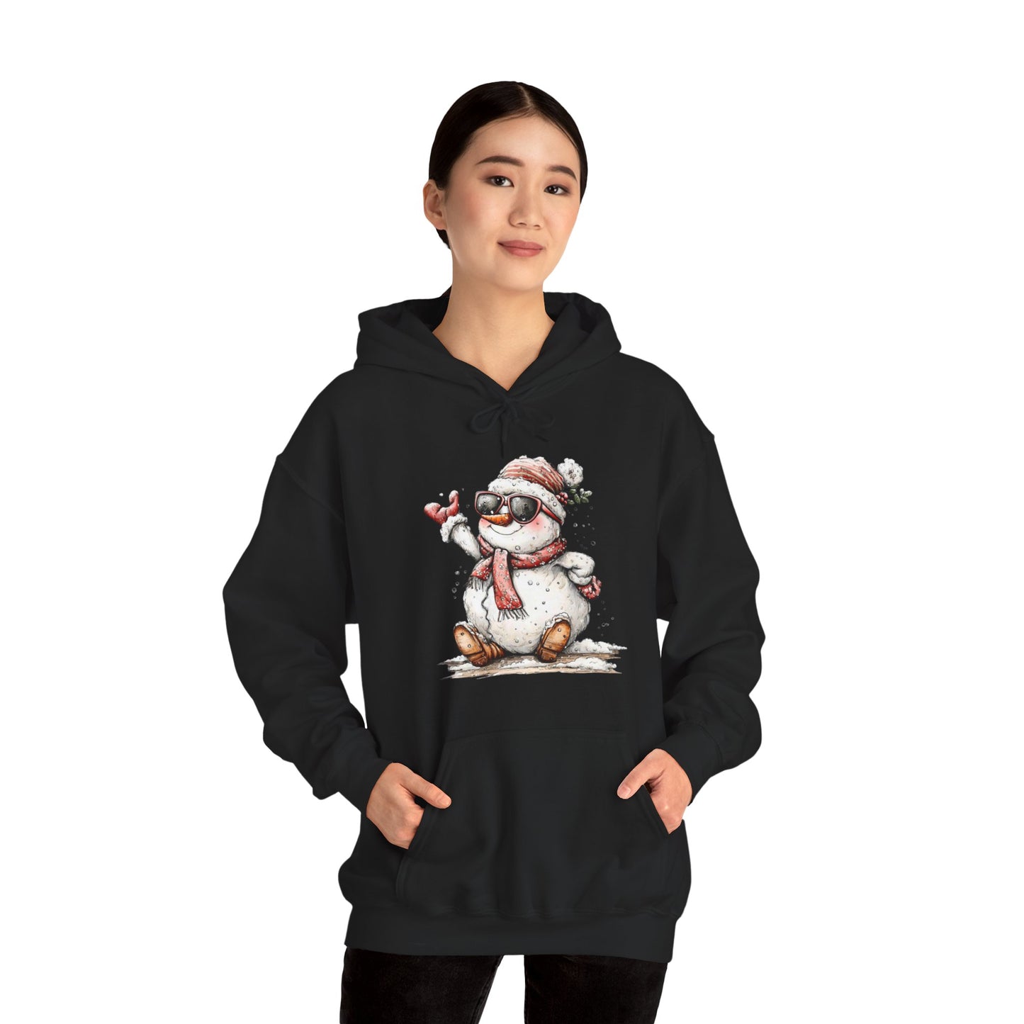 Snowman Holiday Hoodie — Cute Winter Snowman Wearing Scarf & Hat Sweatshirt