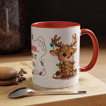 Oh Deer I Did It Again – Cute Christmas Reindeer Mug, Holiday Lights Coffee Cup (11oz/15oz)