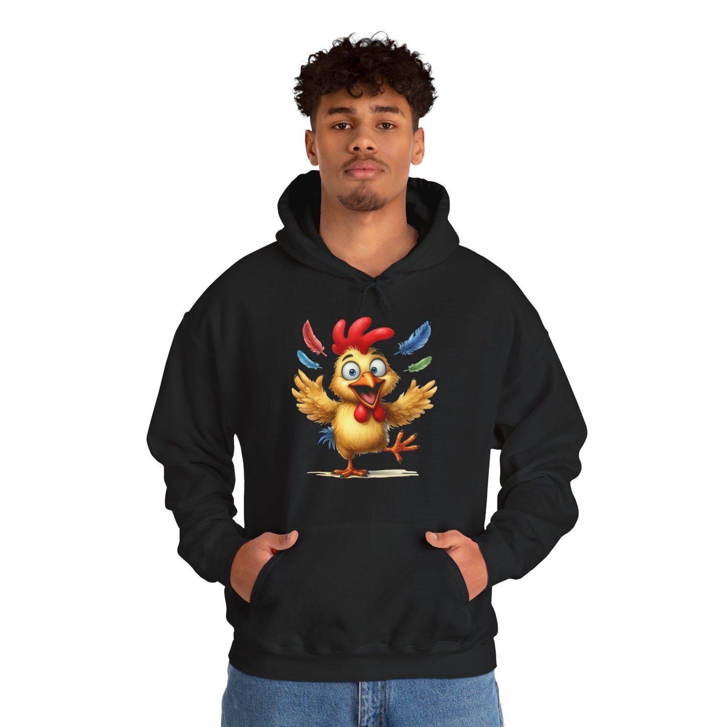 Cute Dancing Chicken Hoodie – Colorful Rooster Cartoon Pullover