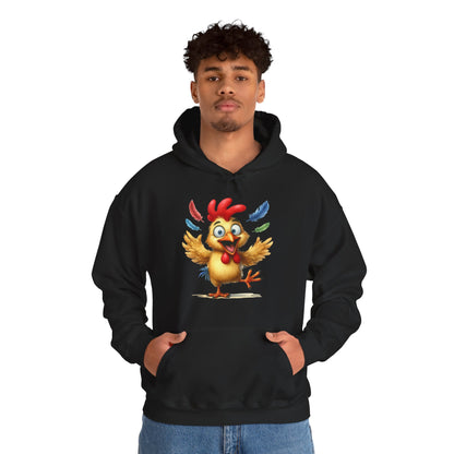 Cute Dancing Chicken Hoodie – Colorful Rooster Cartoon Pullover