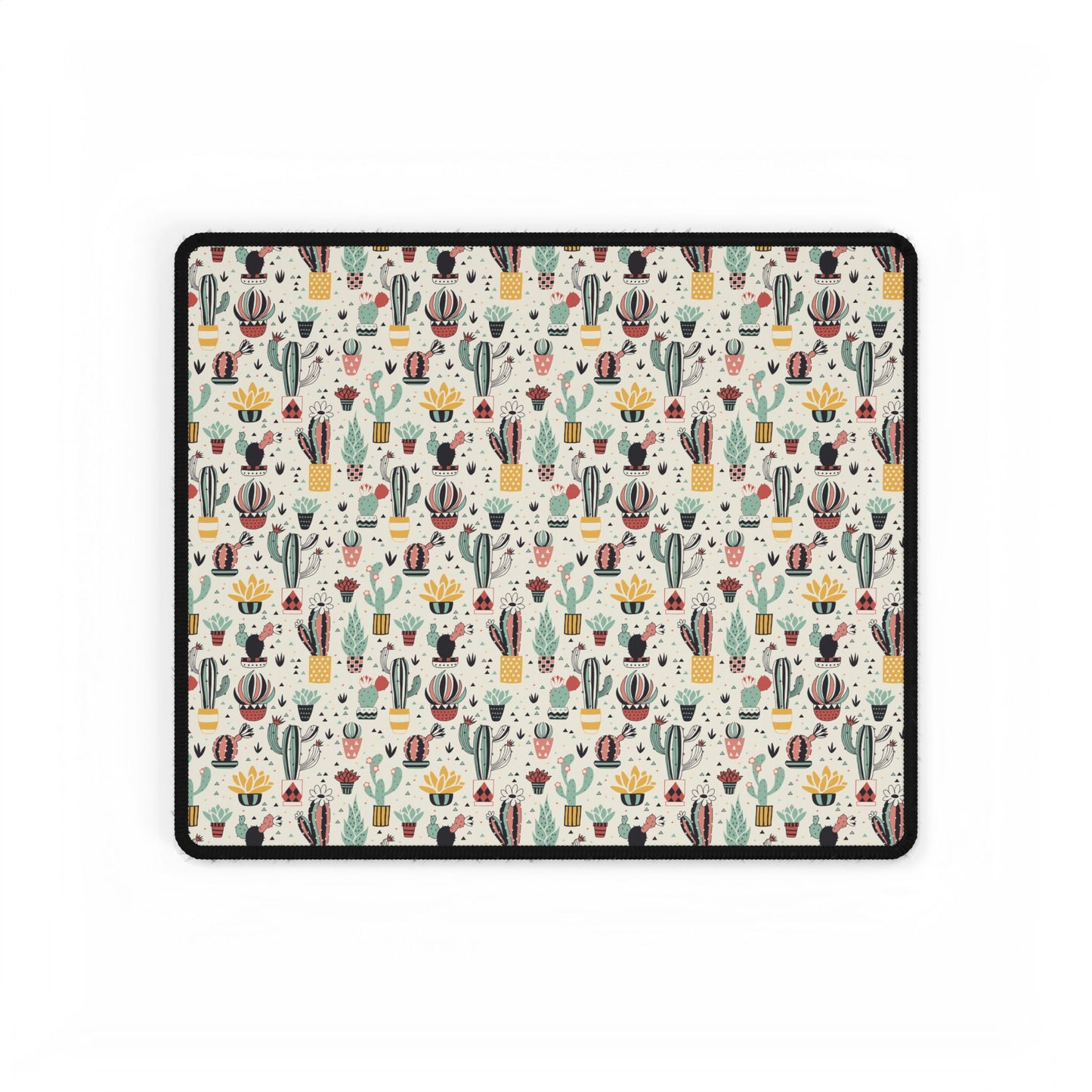 Cactus & Succulent Pattern Desk Mat — Colorful Botanical Mouse Pad (Large)