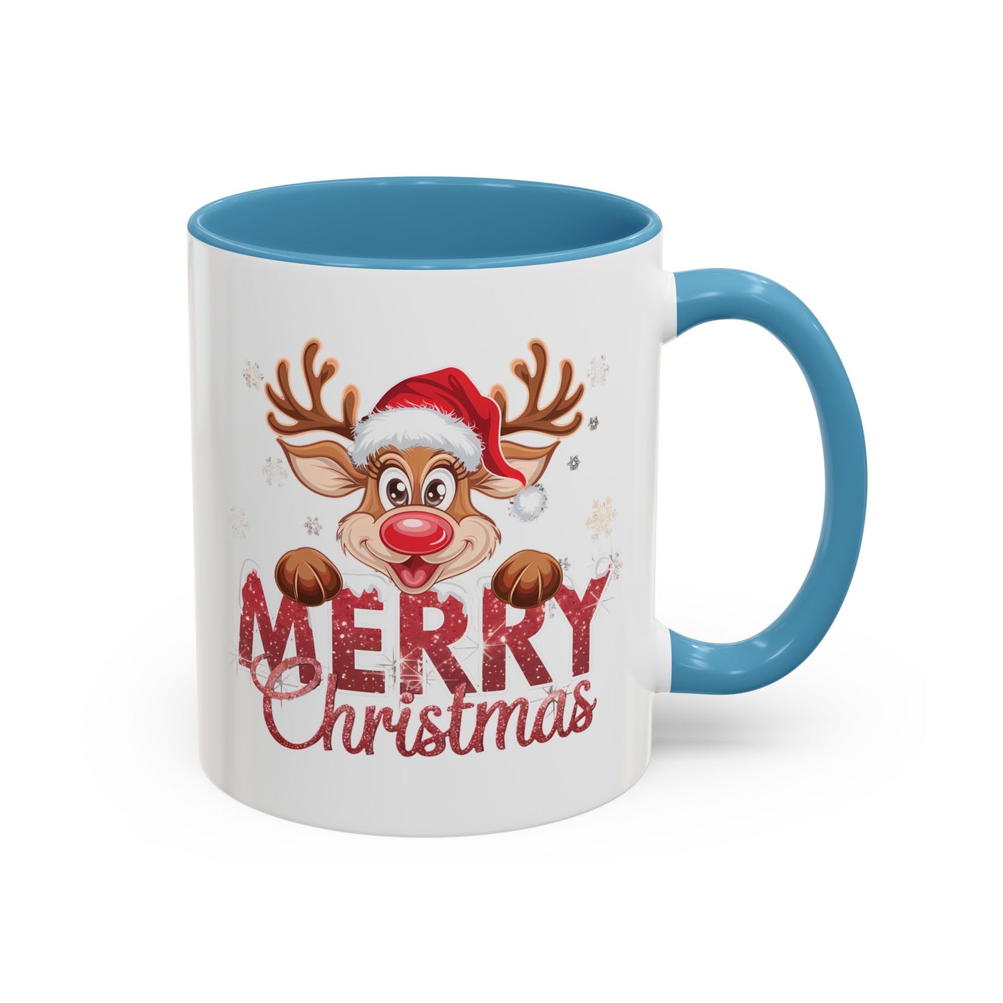 Merry Christmas Reindeer Accent Coffee Mug — Festive Holiday 11/15oz
