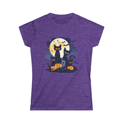 Women's Halloween Cat Tee, Cute Cat Shirt, Halloween Costume, Ghostly Pet Lover Gift
