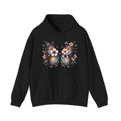Butterfly Floral Hoodie — Women's Boho Butterfly Sweatshirt