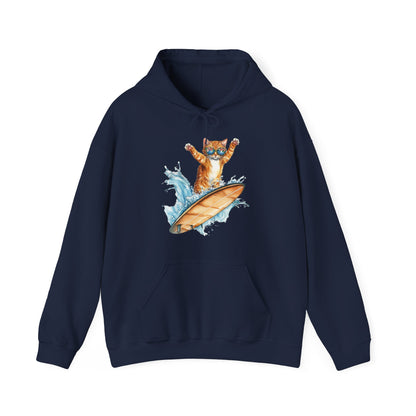 Surfing Cat Hoodie – Cute Surfboard Cat Graphic Pullover