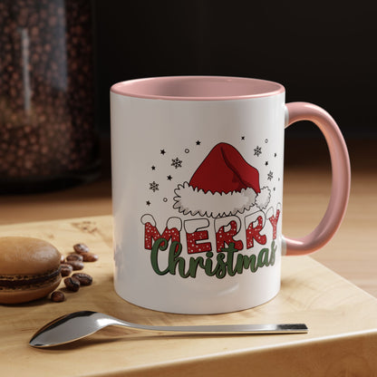 Merry Christmas Accent Coffee Mug — Holiday Santa Hat 11/15oz