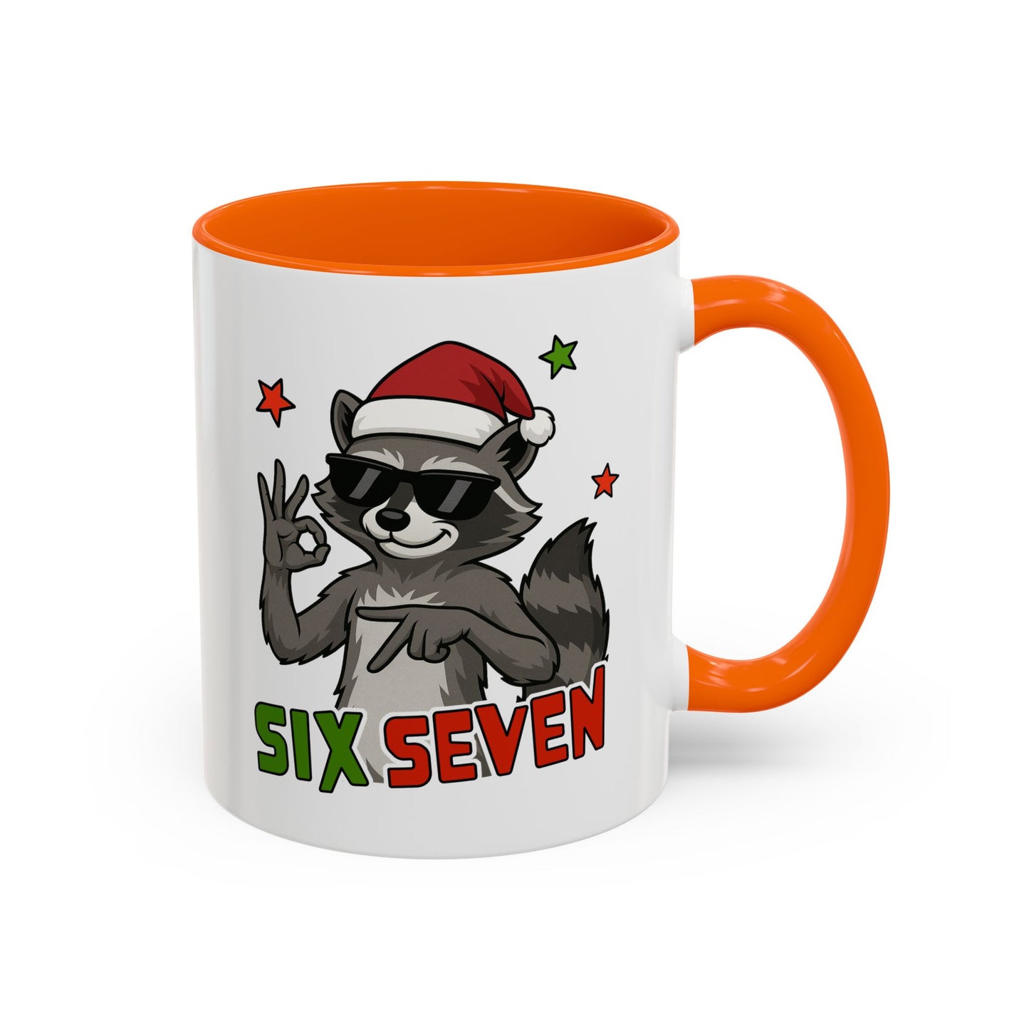 Christmas Raccoon Coffee Mug — 'Six Seven' Holiday Accent Mug (11/15 oz)