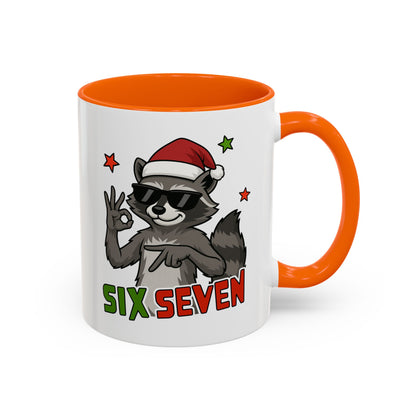 Christmas Raccoon Coffee Mug — 'Six Seven' Holiday Accent Mug (11/15 oz)