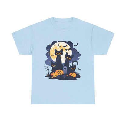 Spooky Cat Halloween Tee, Unisex Cotton T-Shirt, Cats, Halloween Gift