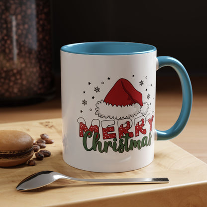 Merry Christmas Accent Coffee Mug — Holiday Santa Hat 11/15oz