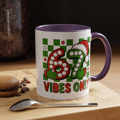 67 Vibes Only Christmas Coffee Mug — Festive Retro Numbering Holiday Mug
