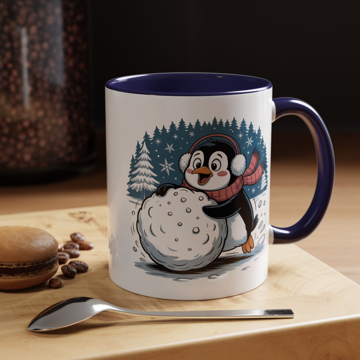Cute Penguin Winter Mug Christmas Snowball Holiday Coffee Cup