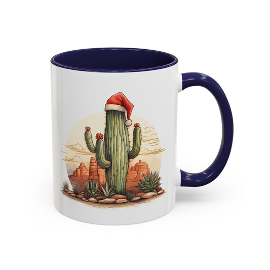 New Year Cactus Mug – Santa Hat Desert Mug – Southwestern Holiday Coffee Cup – Funny Festive Cactus New Year Gift