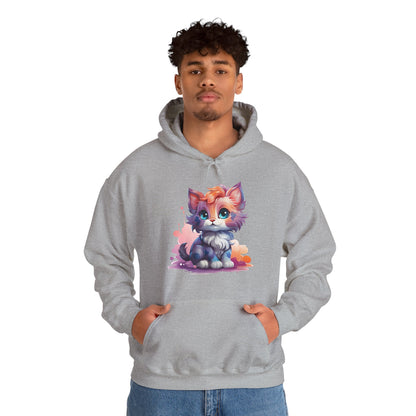 Cute Watercolor Kitten Hoodie — Adorable Colorful Cat Graphic Sweatshirt