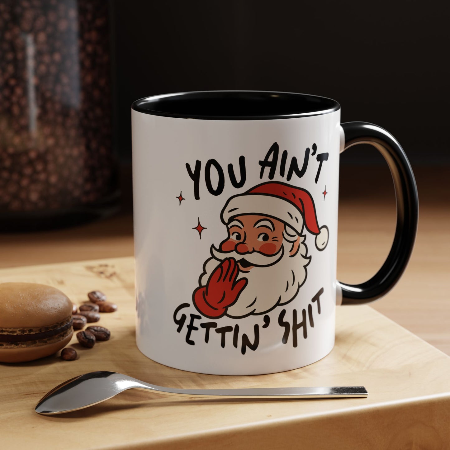 Funny Santa New Year Mug – Naughty Santa Holiday Coffee Cup – Sarcastic New Year Gift for Adults