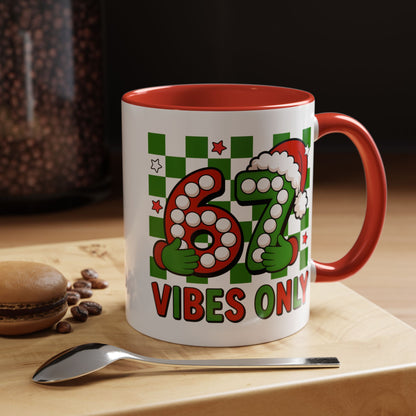67 Vibes Only Christmas Coffee Mug — Festive Retro Numbering Holiday Mug