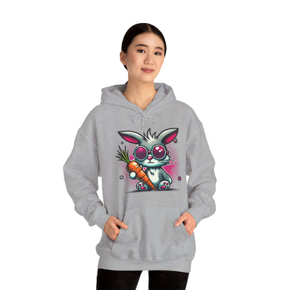 Bunny With Carrot Hoodie – Cute Neon Bunny Graphic Sweatshirt