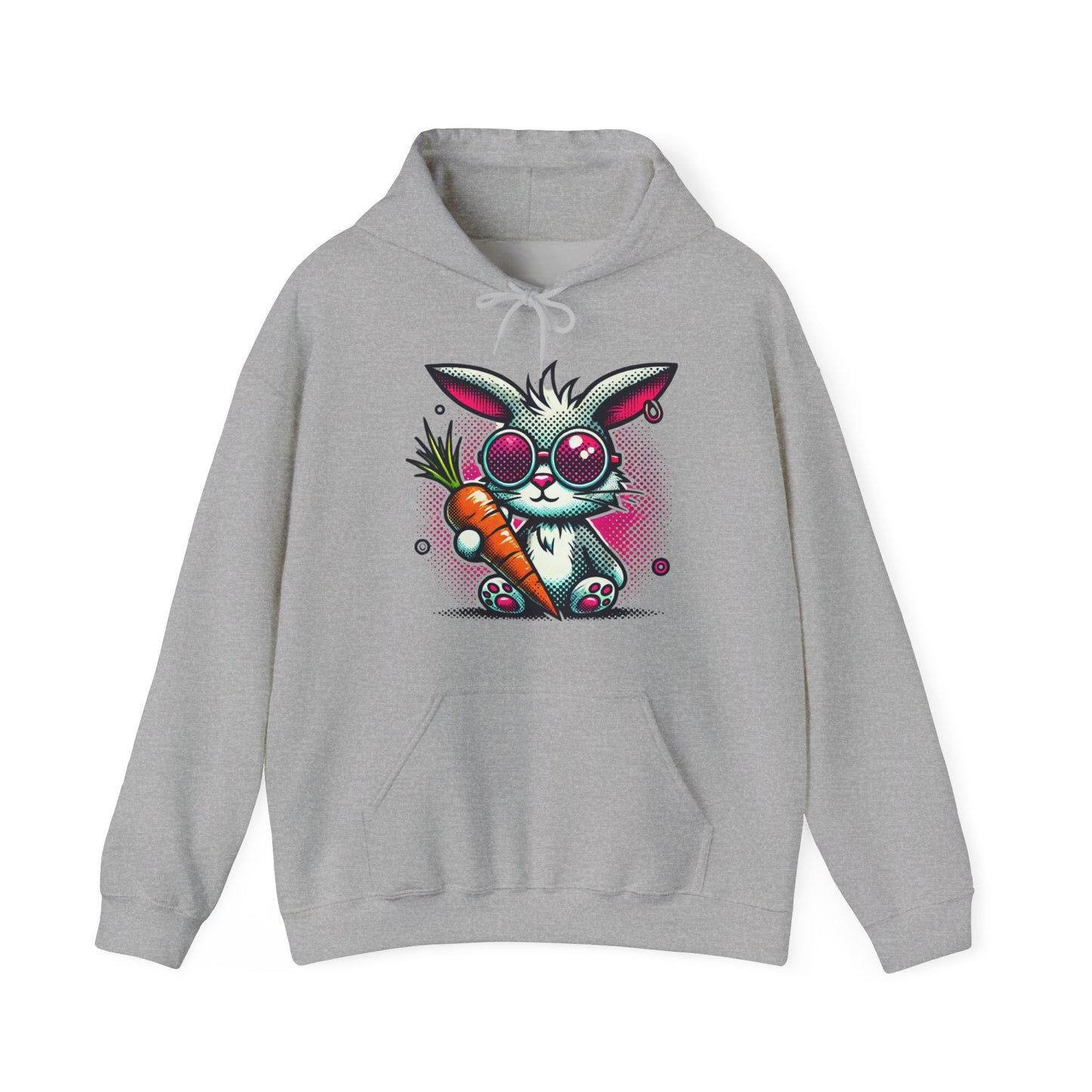 Bunny With Carrot Hoodie – Cute Neon Bunny Graphic Sweatshirt