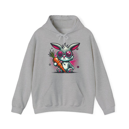 Bunny With Carrot Hoodie – Cute Neon Bunny Graphic Sweatshirt
