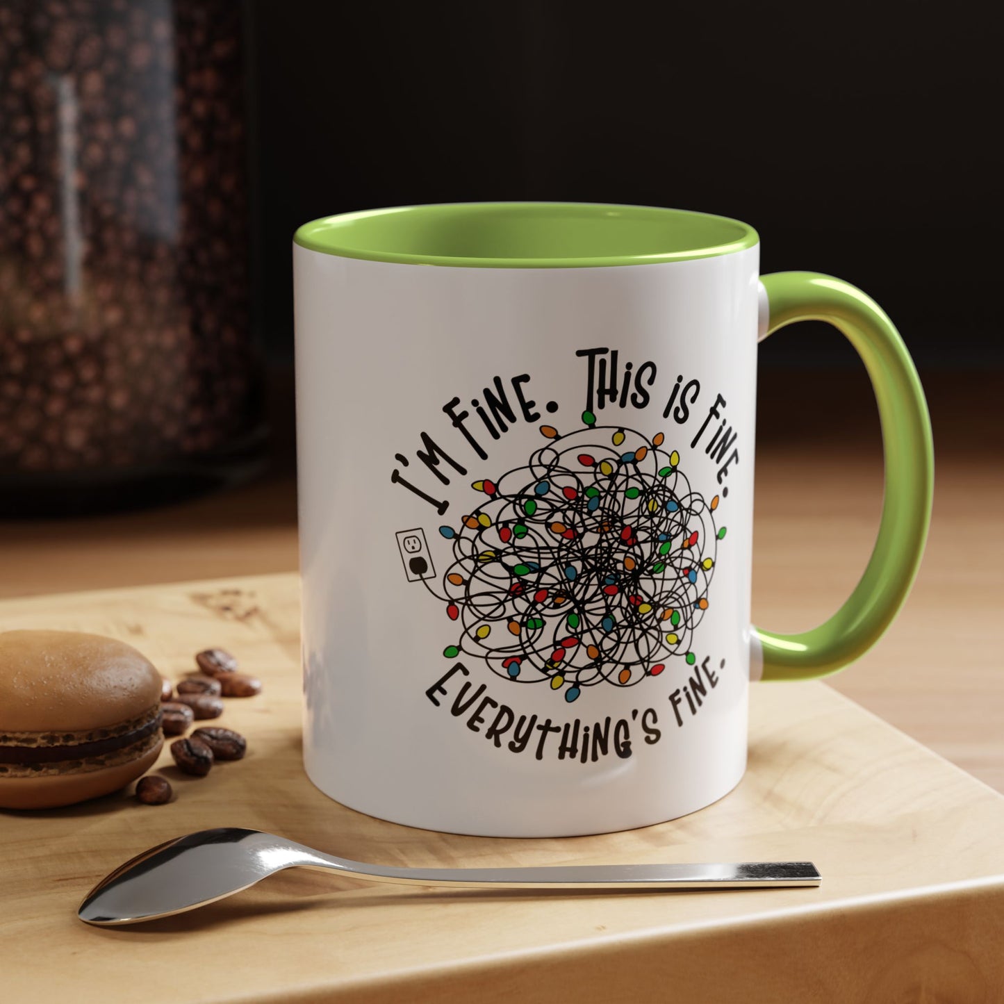 I'm Fine. This Is Fine. Everything's Fine Holiday Lights Humor Coffee Mug