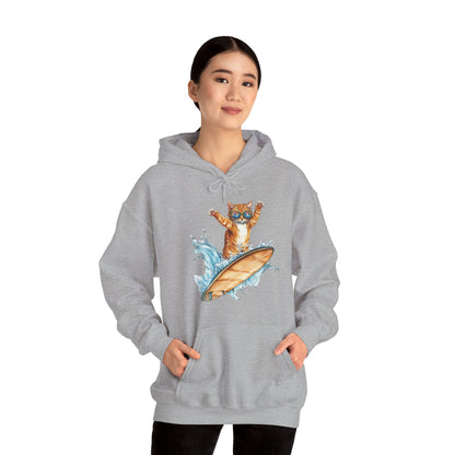 Surfing Cat Hoodie – Cute Surfboard Cat Graphic Pullover