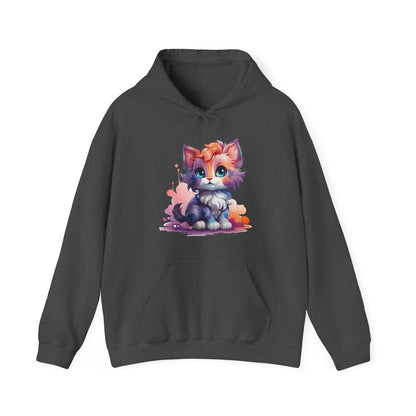 Cute Watercolor Kitten Hoodie — Adorable Colorful Cat Graphic Sweatshirt