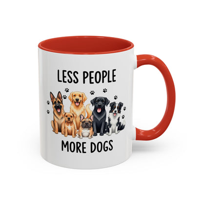Less People More Dogs Accent Coffee Mug — Cute Multi-Breed Dog Lover Tea Mug (11/15 oz)