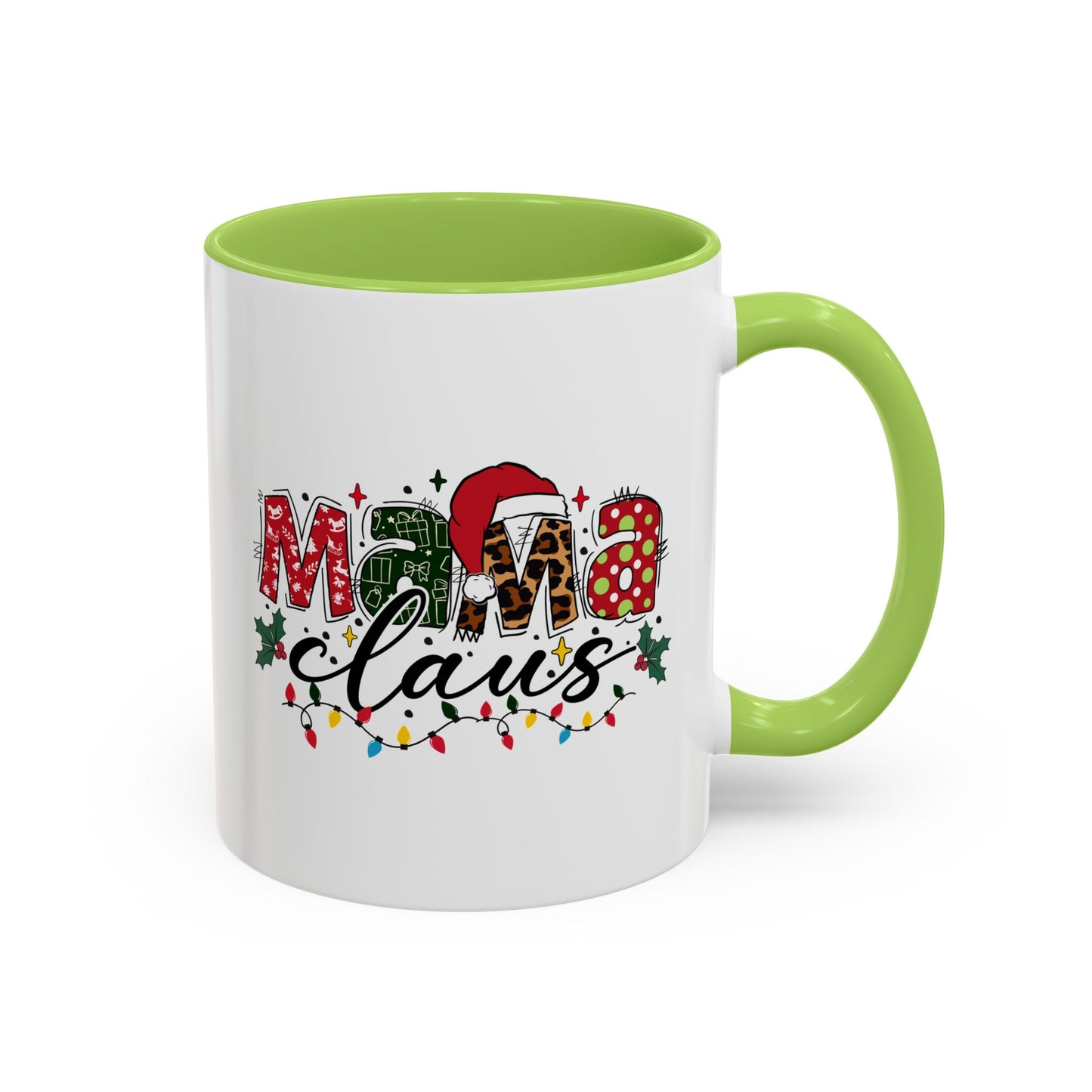 Mama Claus Accent Coffee Mug — Festive Christmas Holiday Mom Coffee Cup (11/15oz)