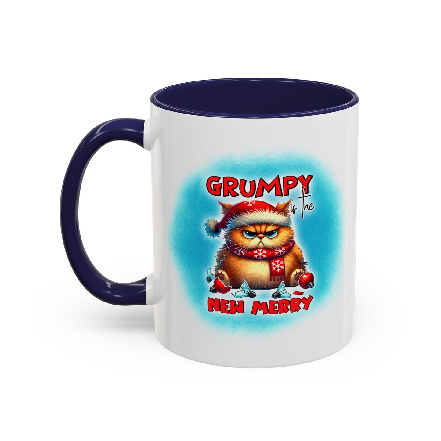 Grumpy But Merry Holiday Cat Accent Coffee Mug (11/15oz)