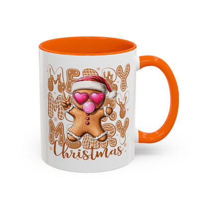 Cute Gingerbread Christmas Mug – Funny Holiday Cookie Cup with Heart Eyes & Bubble Gum