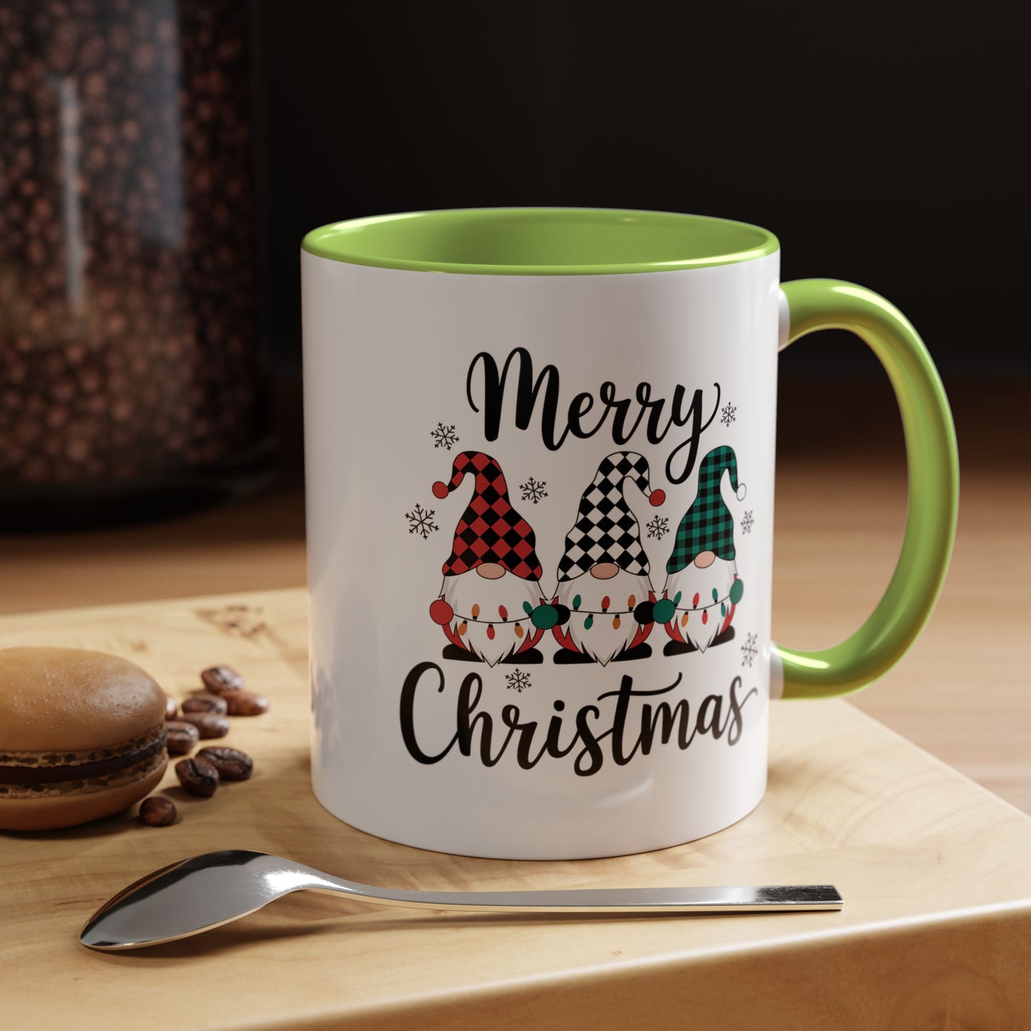 Merry Christmas Gnome Accent Coffee Mug – Holiday 11/15oz Ceramic