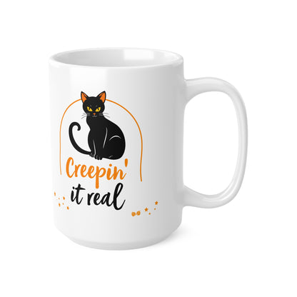 Creepin It Real Black Cat Halloween Mug