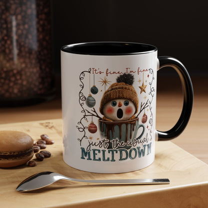 Coffee Mug — It's Fine, I'm Fine Snowman Holiday Meltdown