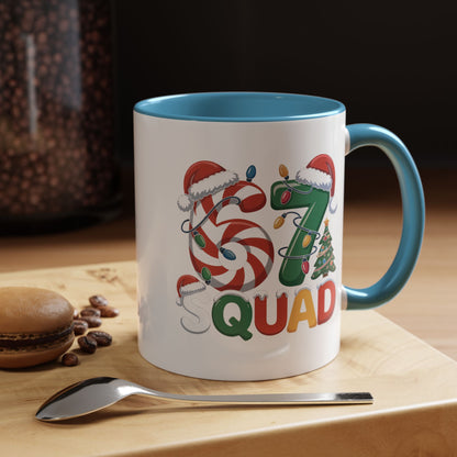 Christmas 07 Squad Accent Coffee Mug – Holiday Candy Cane & Santa Hat Design