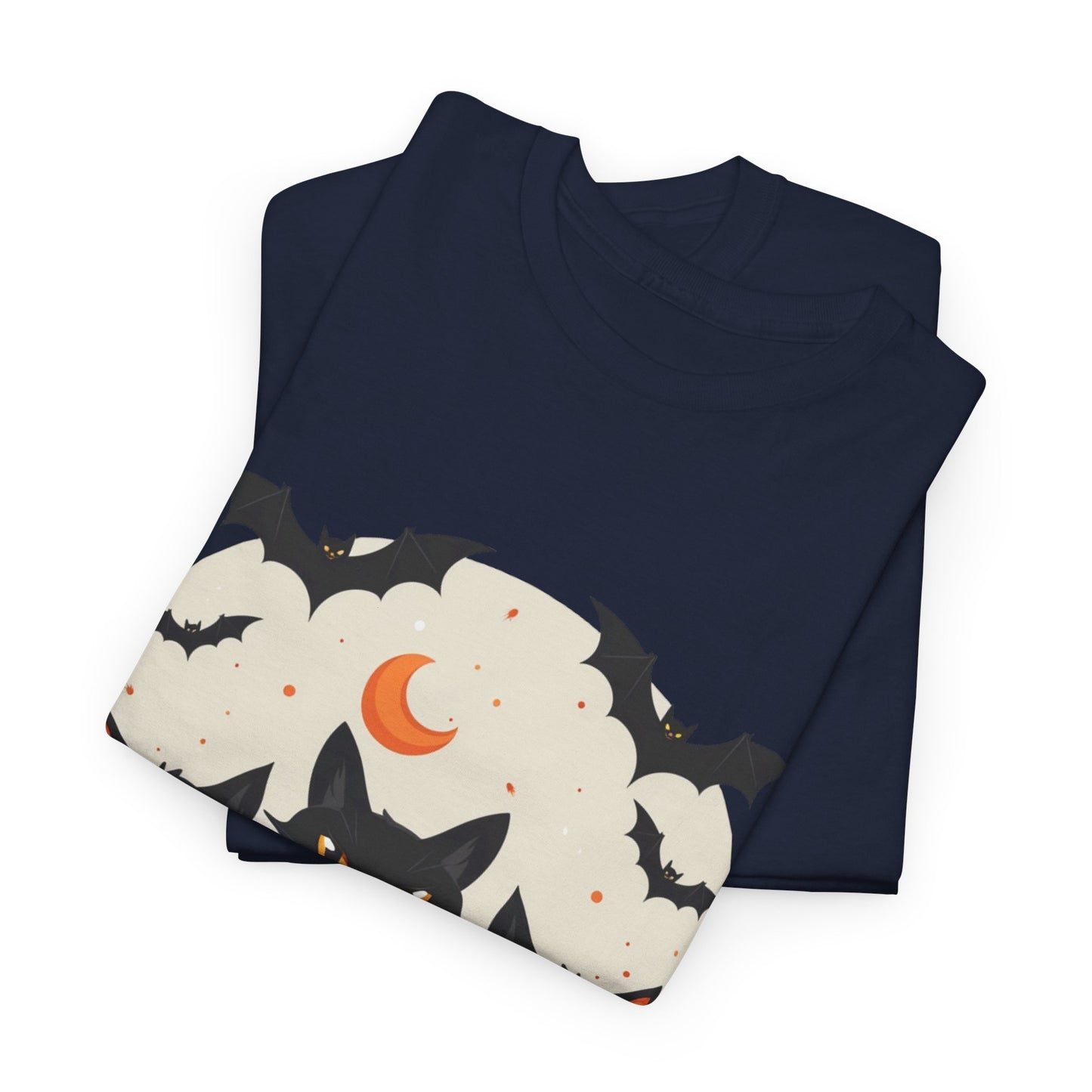 Halloween Black Cat T-Shirt – Cute Spooky Cats with Pumpkins & Bats Print
