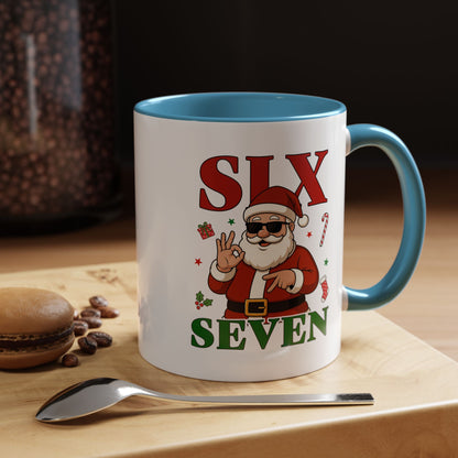 Accent Coffee Mug — 'SLX SEVEN' Cool Santa Christmas Mug (11/15oz)