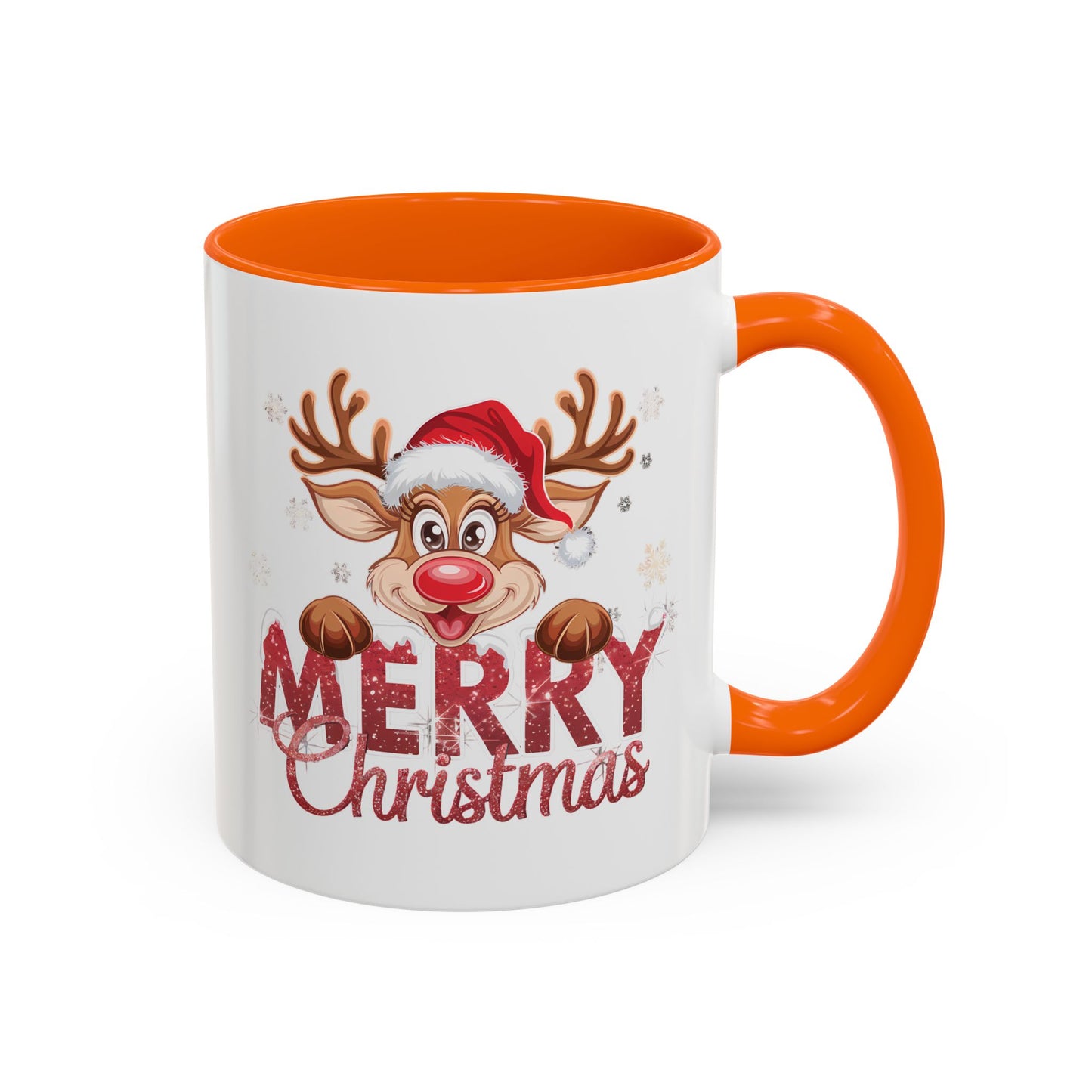 Merry Christmas Reindeer Accent Coffee Mug — Festive Holiday 11/15oz