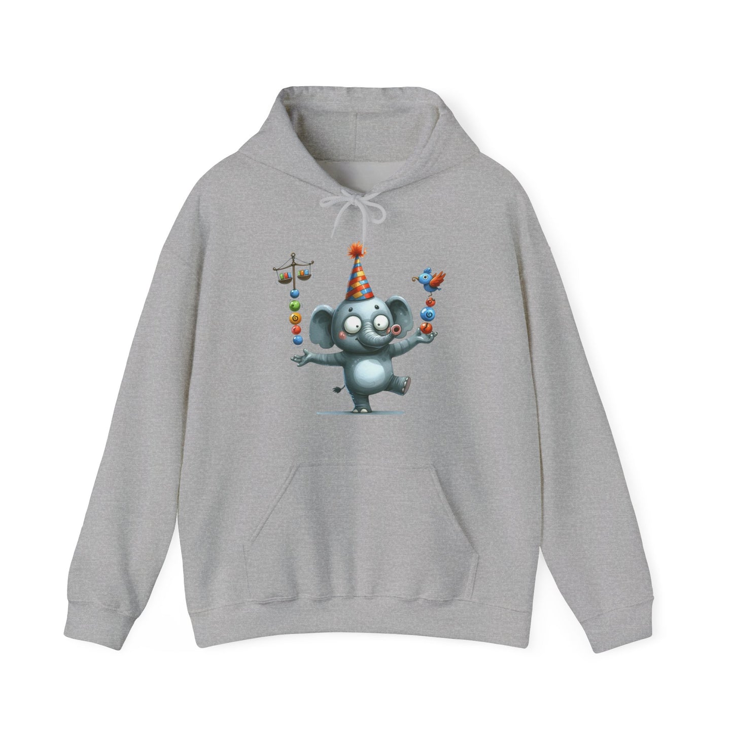 Elephant Birthday Party Hoodie — Cute Juggling Elephant Kids Graphic Hoodie