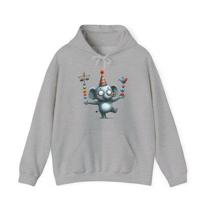 Elephant Birthday Party Hoodie — Cute Juggling Elephant Kids Graphic Hoodie