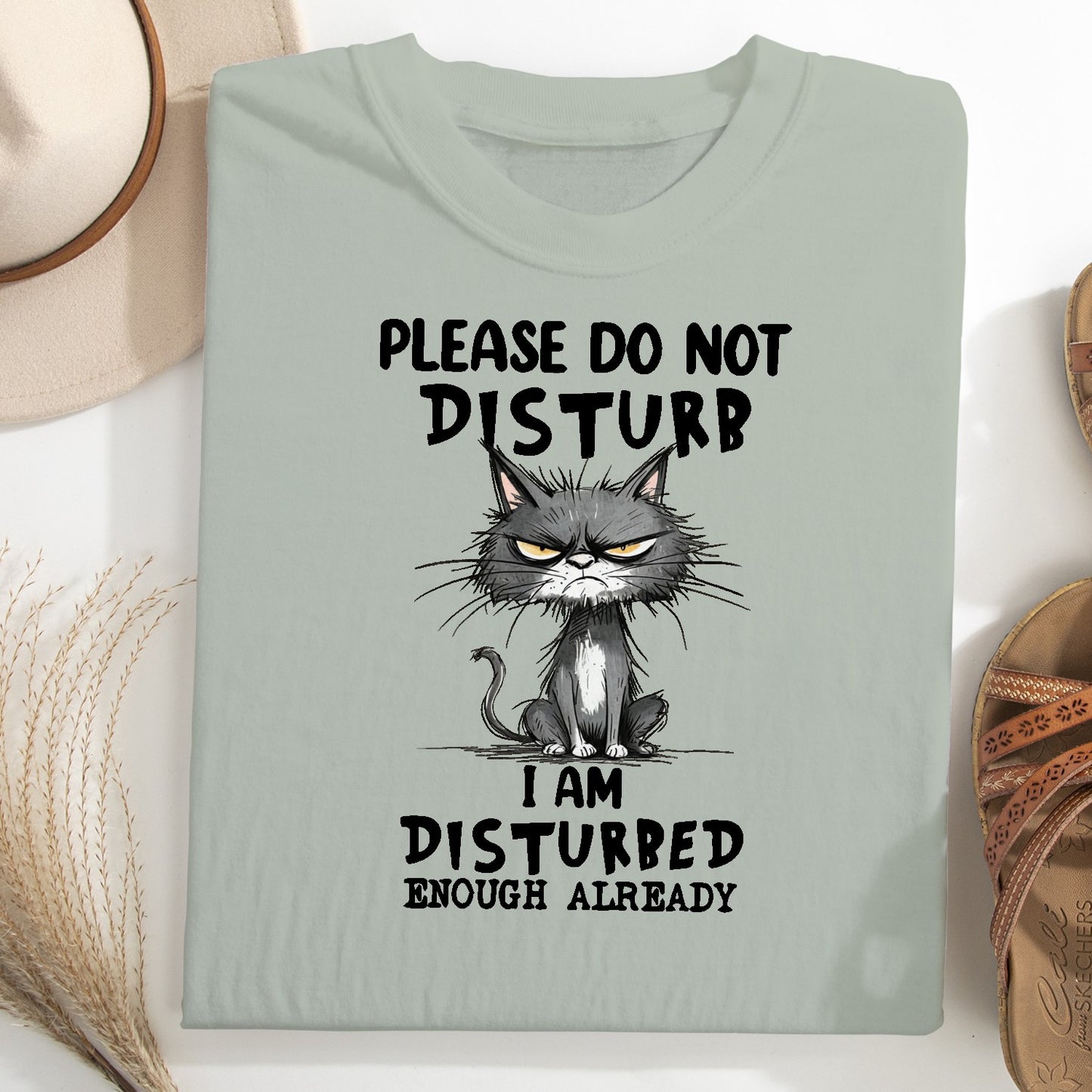 Funny Grumpy Cat Unisex T-Shirt – Please Do Not Disturb I’m Disturbed Already