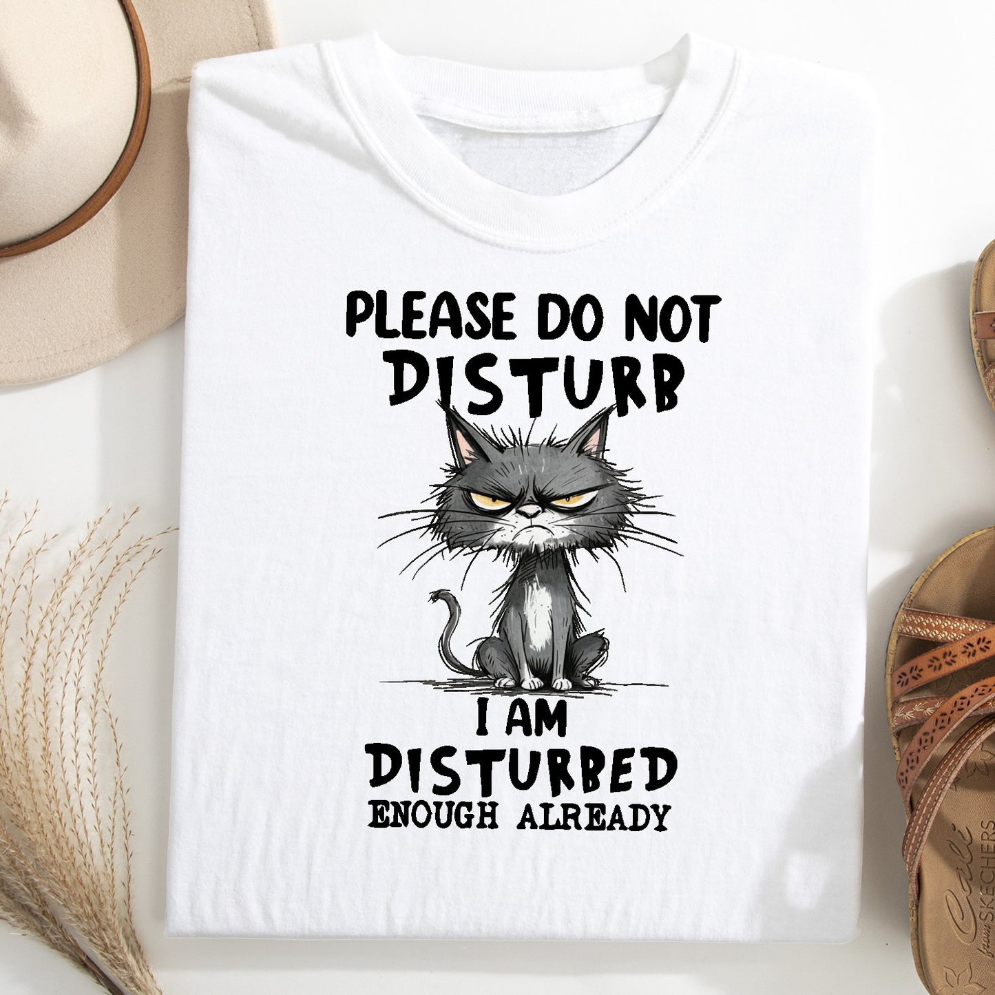 Funny Grumpy Cat Unisex T-Shirt – Please Do Not Disturb I’m Disturbed Already