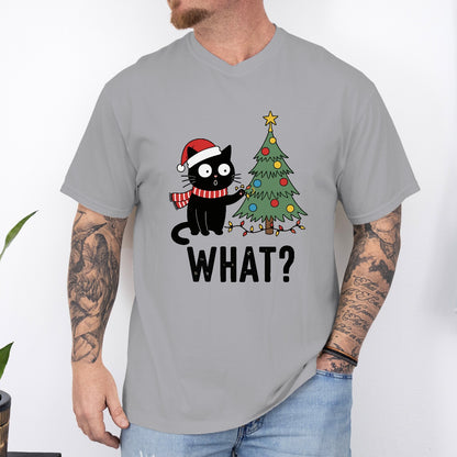 Funny Christmas Cat Unisex T-Shirt – Black Cat With Tree